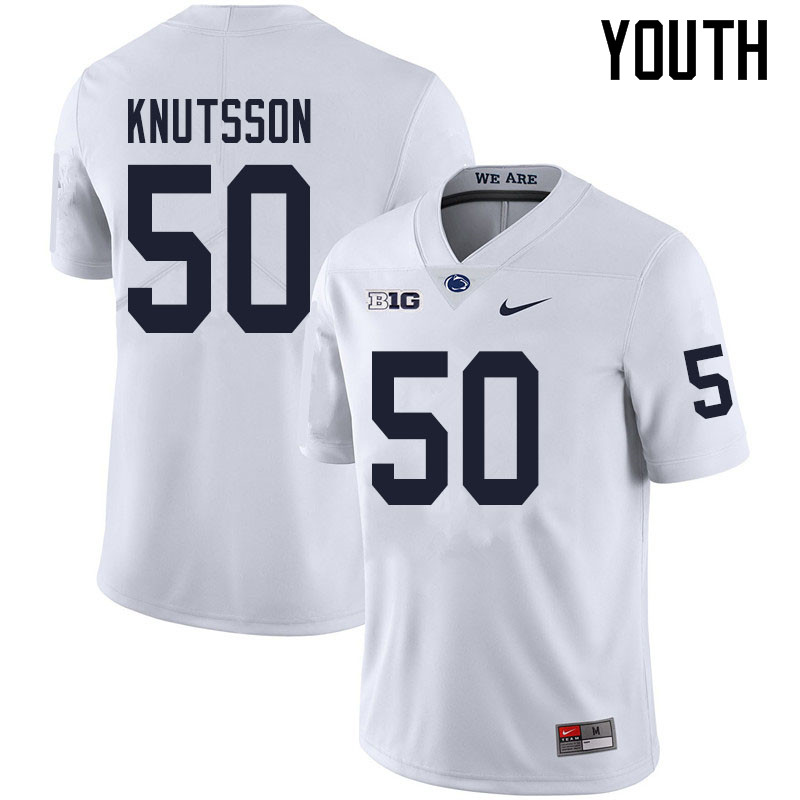 NCAA Nike Youth Penn State Nittany Lions WIll Knutsson #50 College Football Authentic White Stitched Jersey UHW0198TZ